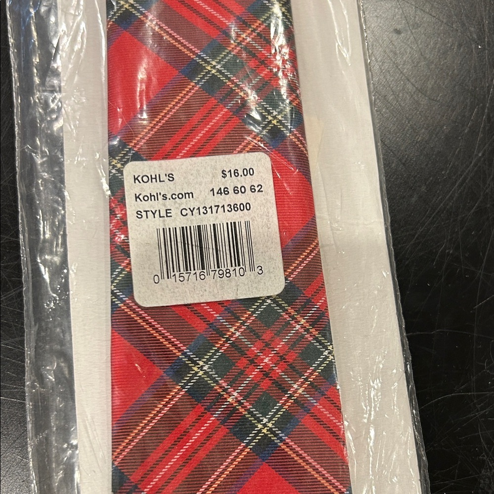 Kohl's Classic Red and Black Plaid Kids Tie